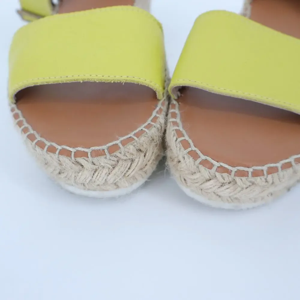 ANDRE ASSOUS Nakita Espadrille Wedge Sandals Straw Lemon Women's 11